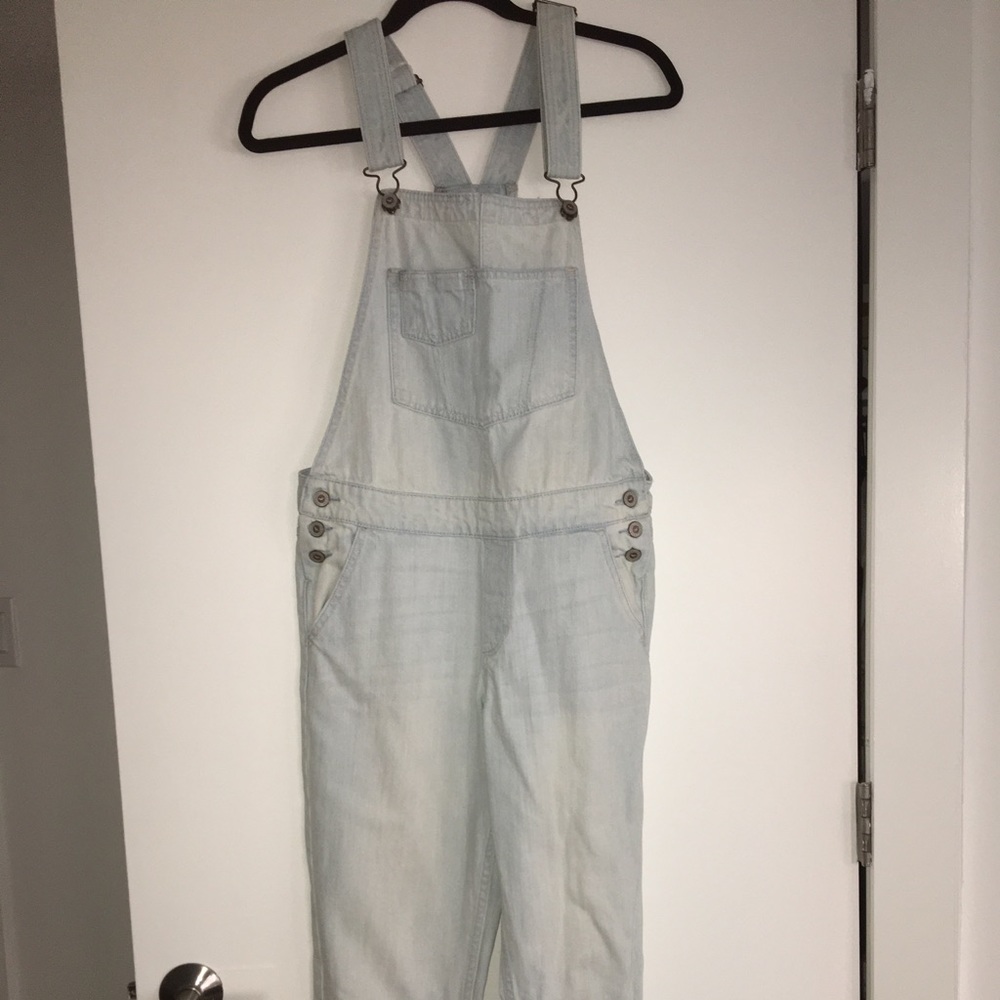 Hollister light wash overalls
